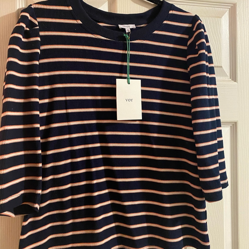 Striped Navy and Peach Top by VOY